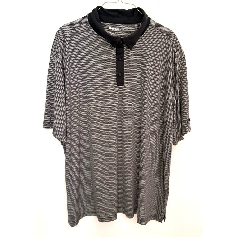 Reebok Golf Men's Black and Gray Patterned Polo Shirt